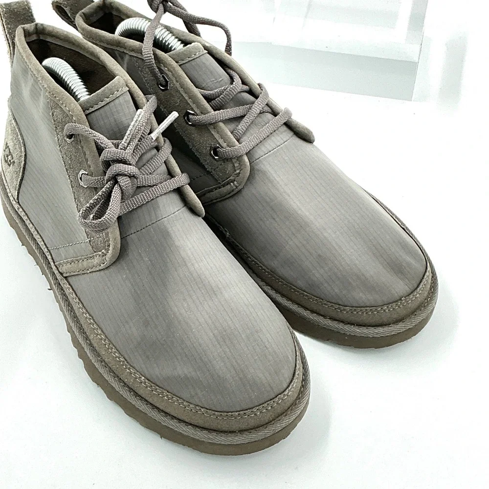 UGG Mens Size 6 Neumel Ripstop Grey Suede Lace Up Ankle Boots